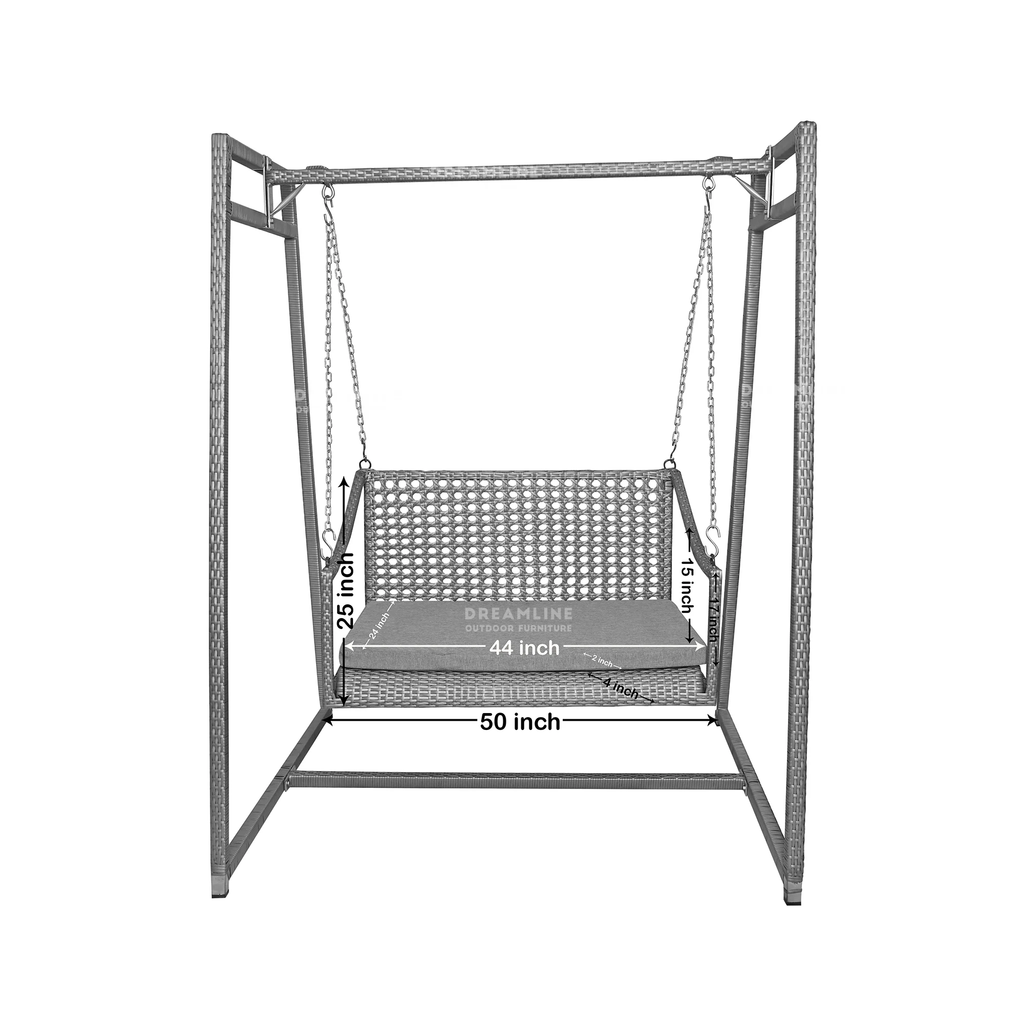 Weden Double Seater Hanging Swing With Stand For Balcony , Garden Swing (Grey) - Image 5