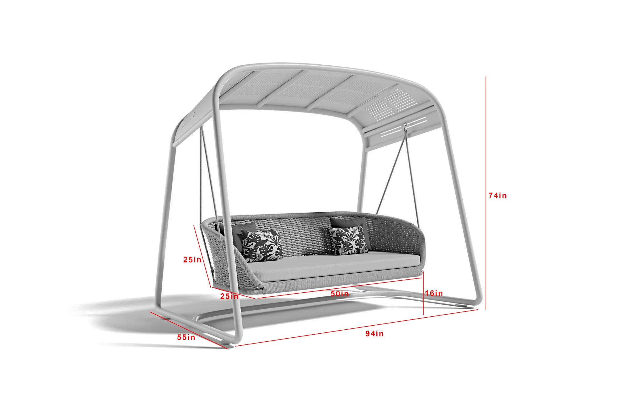 Wegg Double Seater Hanging Swing With Stand For Balcony , Garden Swing (Dark Grey) - Image 3