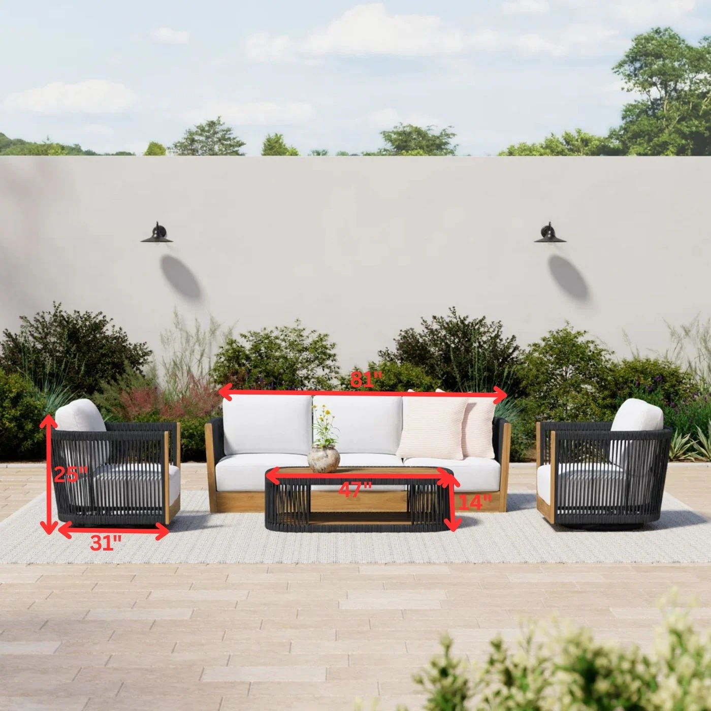 Yofora Outdoor Sofa Set 3 Seater , 2 Single seater and 1 Center Table Braided & Rope - Image 4
