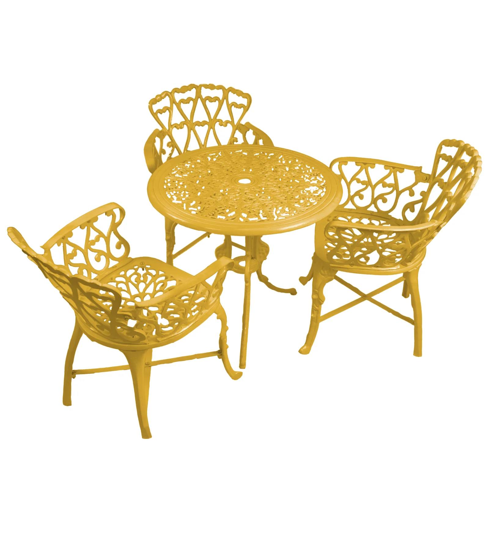 Zina Cast Aluminium Garden Patio Seating 3 Chair and 1 Table Set - Image 13