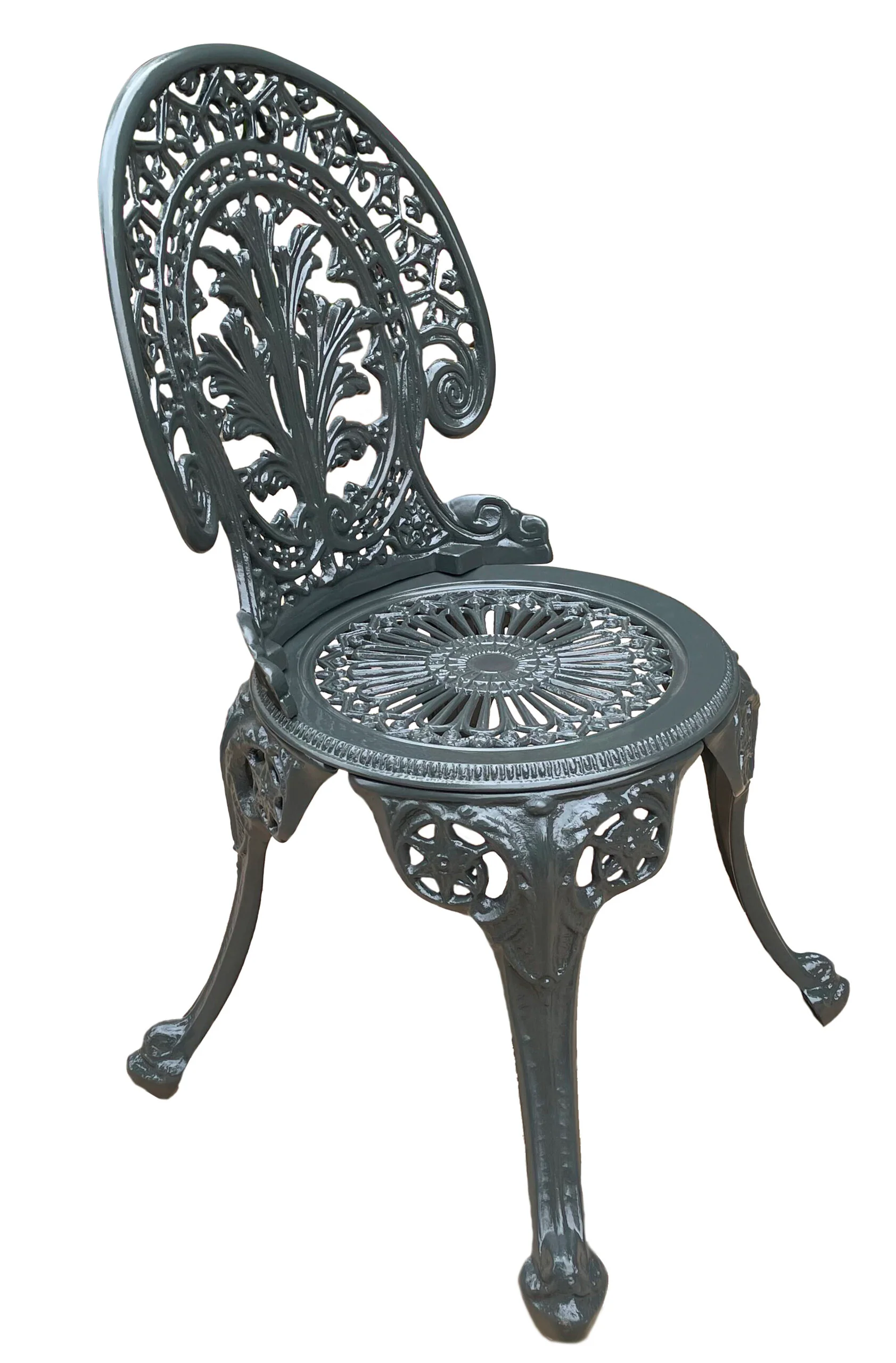 Ziska Cast Aluminium Garden Patio Seating 2 Chair and 1 Table Set (Black) - Image 3